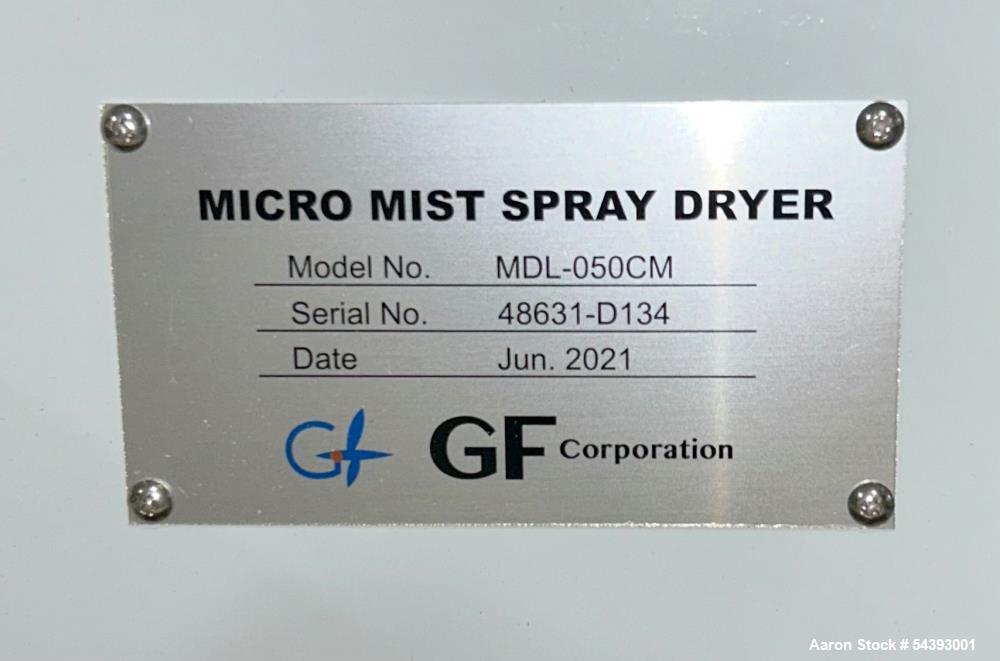 Unused GF Corporation MDL-050CM Micro Mist Spray Dryer – 3 kg/h Stainless Steel Lab Spray Drying System (2021)