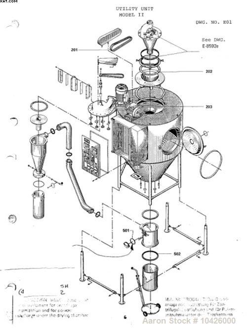 Used-Niro Spray Dryer, 3 separators, dust collector, atomizer. Production Minor Model II, FU-II rotary atomizer with rebuilt...