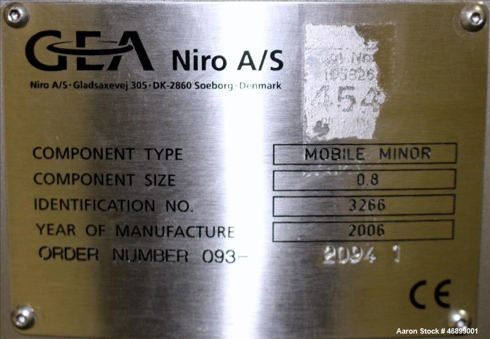 Used GEA Niro A/S, Mobile Minor Spray Dryer