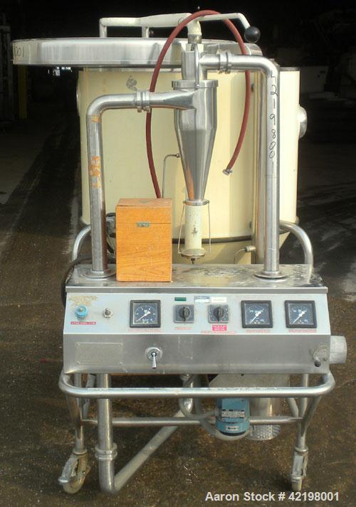 Used Niro Atomizer Mobile Minor Spray Dryer, 316 Stainless Steel. Approximately 1 to 7 kilograms an hour (2.2 to 15.4 pounds) water evaporation capacity. Electrically heated chamber 32" diameter x 24...