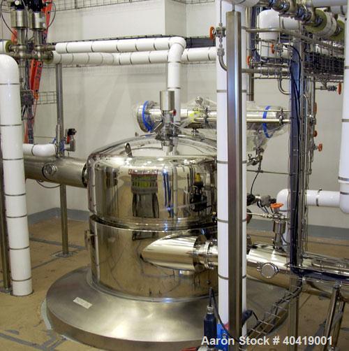 Used Niro Pharma spray dryer, model PSD-4, all stainless steel construction. The dryer is rated for 62 Kilos/ hour - 30% Solids.  Includes supply fan, process heater, receiver, condenser, primary cyc...