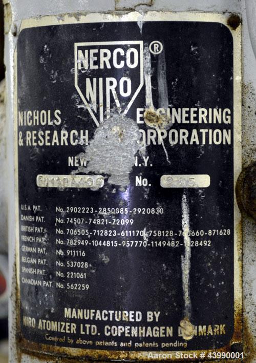 Used Niro Production Minor Spray Dryer, Model 1. 304 Stainless steel chamber 48” diameter x 30" straight side x 40" cone. Gas heated, side inspection door with sight glass. Approximate capacity 10 to...