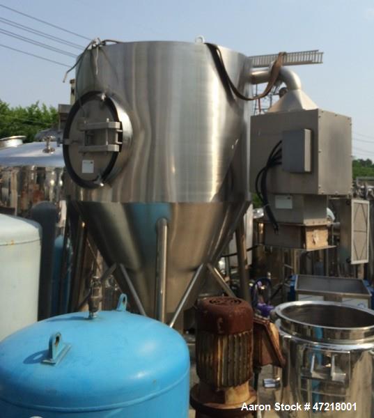 Used Niro Production Minor Spray Dryer, Size: 1.2 meter x .8 meter (3.94' diameter x 31.5" straight side. Polished Stainless steel exterior and interior. Conical rotary wheel type atomizer. Electrica...