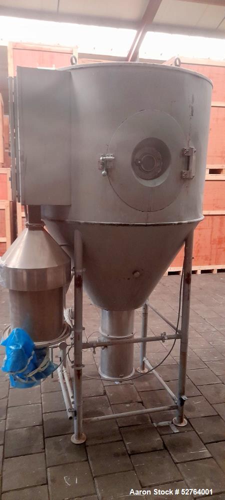 Used- GEA Niro Production Minor Spray Dryer, Stainless Steel. Approximate 46.8" (1200 mm) diameter x 31.2" (800 mm) straight...