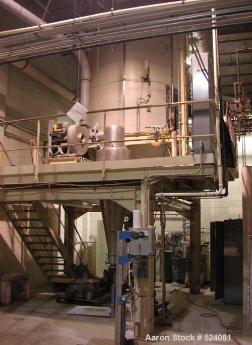 Mfg: NiroModel: SD-12.5N (nozzle atomization) Chamber: 10 ft. dia. x 11.8 ft. cylindrical ht. and 60 deg. conical bottom Product Rate: 750 lbs/hr Evaporative Capacity: 88 - 386 lbs/hr Drying Air: 2,7...