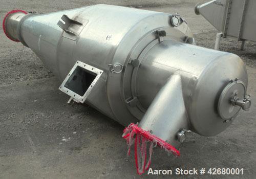 Used GEA Niro Tall Form Tower Spray Dryer, Model TFD25, 304 Stainless Steel. 58-1/2" Diameter x 155" straight side, coned bottom, Approximate 440 cubic feet volume. The tall form dryer is suited for ...
