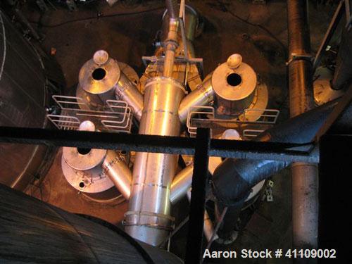 Used Niro Spray Dryer. Material of construction is stainless steel. Capacity 5 tons per hour. 34.13' diameter x 42.25' high (10500 mm x 13000 mm high). Atomizer head. Power supply is 500 volt/50 cycl...