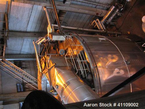 Used Niro Spray Dryer. Material of construction is stainless steel. Capacity 5 tons per hour. 34.13' diameter x 42.25' high (10500 mm x 13000 mm high). Atomizer head. Power supply is 500 volt/50 cycl...