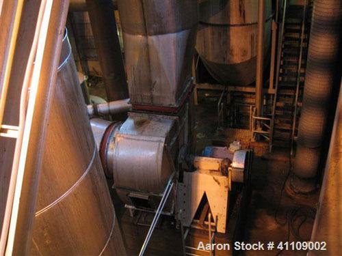 Used Niro Spray Dryer. Material of construction is stainless steel. Capacity 5 tons per hour. 34.13' diameter x 42.25' high (10500 mm x 13000 mm high). Atomizer head. Power supply is 500 volt/50 cycl...