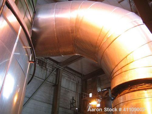 Used Niro Spray Dryer. Material of construction is stainless steel. Capacity 5 tons per hour. 34.13' diameter x 42.25' high (10500 mm x 13000 mm high). Atomizer head. Power supply is 500 volt/50 cycl...