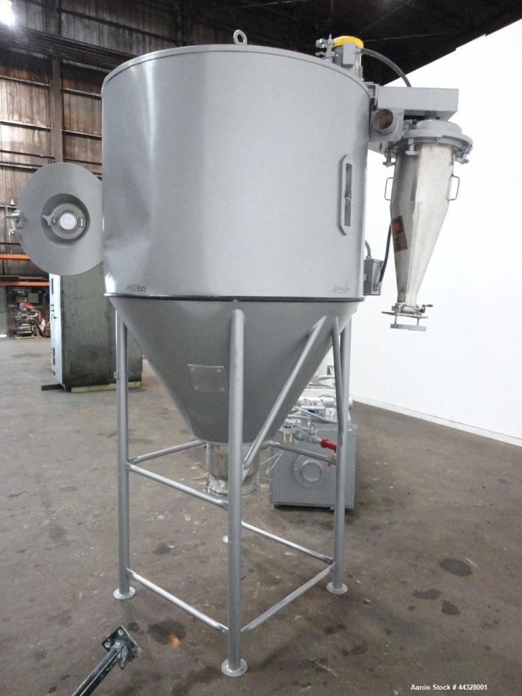Used Niro Versatile Utility Spray Dryer, 316 Stainless Steel. Up to 10 to 15 kilograms an hour (22 to 33 pounds) evaporation capacity. Gas fired air heated chamber 48" diameter x 38-1/2" straight sid...
