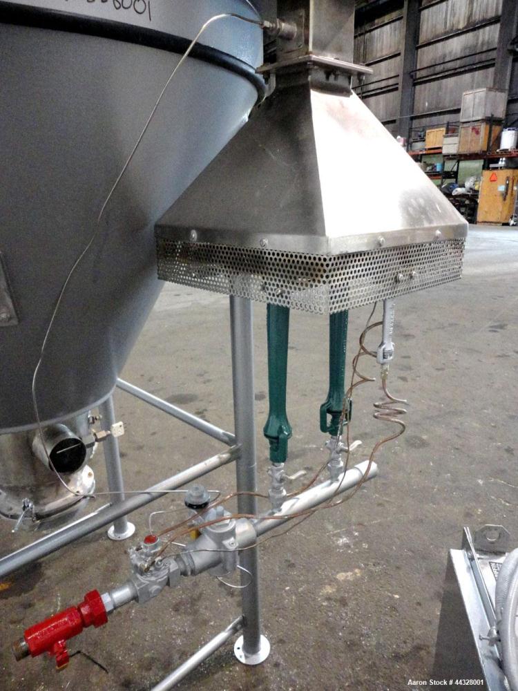 Used Niro Versatile Utility Spray Dryer, 316 Stainless Steel. Up to 10 to 15 kilograms an hour (22 to 33 pounds) evaporation capacity. Gas fired air heated chamber 48" diameter x 38-1/2" straight sid...