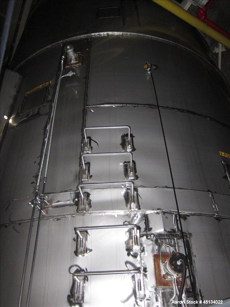 Used Niro Spray Tower Dryer. Originally designed for 12,500 pounds / hour of water evaporation. The dryer capacity was increased to 15,000 pounds / hour at 65,000 SCFM of air flow.  The Dryer is constructed of 316 L Stainless Steel. The dryer is a Standard Tall Form Dryer equipped with an integral static Fluid Bed Dryer and external Vibratory Fluid Bed Cooler. Both beds have heaters and the VFB also had a Cooler. The Dryer was equipped with fines return and agglomeration capabilities as an opti