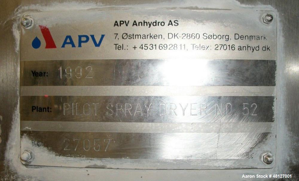 Used APV Pilot Spray Dryer, Model PSD 52, 316 Stainless Steel.