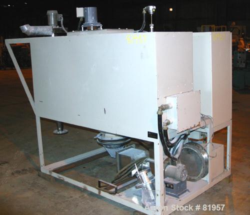 Used PTX Pentronix Multi-Sprayer, Model 370, Stainless Steel. Electrically heated chamber 39" diameter x 27" straight side x coned bottom. 10" bottom outlet. Self-contained heat source with blower, s...