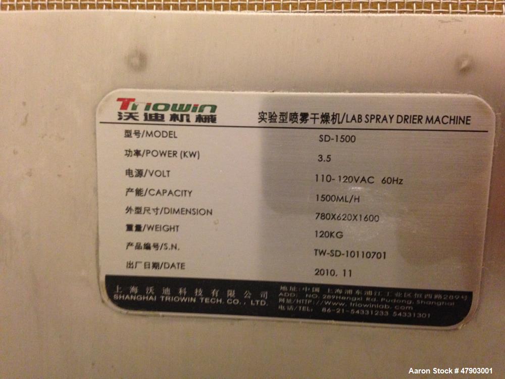 Used Triowin Lab Spray Dryer, Model SD-1500