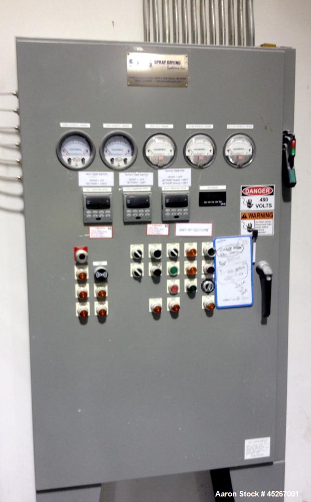 Used SDS Spray Dryer, Model 48, open loop spray dryer, stainless steel.  Evaporation rate is approximately 155 lb/hour of water.  Drying chamber is 48" diameter x 6' straight side height.  Can produc...