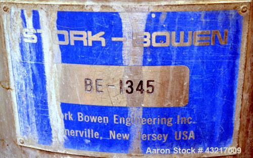 Used Stork-Bowen Engineering #1 Tower Spray Dryer, 316 Stainless Steel. 30” Diameter x 72" straight side x 37" coned bottom. Approximate evaporation rate from 15 to 80 pounds an hour (7 to 36 kg/hr) ...