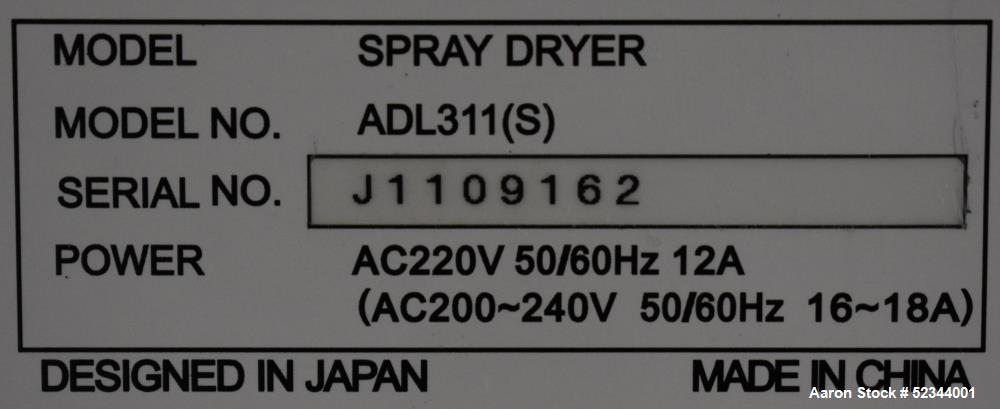 Yamato Spray Dryer Model ADL311S.