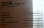 Used Niro/Bowen #1 Tower Gas Heated Spray Dryer, 316 stainless steel. Approximately 30'' diameter x 74' straight side x 36'' coned bottom chamber. Inlet air temp 500 deg C maximum. Airflow 250 cfm at...
