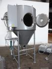 Used Niro Versatile Utility Spray Dryer, 316 Stainless Steel. Up to 10 to 15 kilograms an hour (22 to 33 pounds) evaporation capacity. Gas fired air heated chamber 48