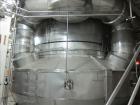 Used Niro Spray Tower Dryer. Originally designed for 12,500 pounds / hour of water evaporation. The dryer capacity was increased to 15,000 pounds / hour at 65,000 SCFM of air flow.  The Dryer is constructed of 316 L Stainless Steel. The dryer is a Standard Tall Form Dryer equipped with an integral static Fluid Bed Dryer and external Vibratory Fluid Bed Cooler. Both beds have heaters and the VFB also had a Cooler. The Dryer was equipped with fines return and agglomeration capabilities as an opti