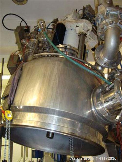 Used Comber TurboDry Agitated Vacuum Pan Dryer, Model TD300, Hastelloy. Approximately 300 litre capacity. Internal rated full vacuum design pressure at 125 deg C (257 F). Sainless steel external jack...