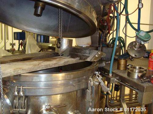 Used Comber TurboDry Agitated Vacuum Pan Dryer, Model TD300, Hastelloy. Approximately 300 litre capacity. Internal rated full vacuum design pressure at 125 deg C (257 F). Sainless steel external jack...