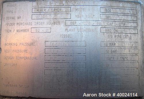 Used 1600 Liter Guedu Mixer/Dryer 