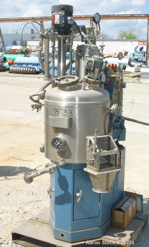 USED: Guedu /Jaygo pan dryer, model 90 N0/P0, 316L stainless steel product contact areas. Nominal capacity 104 liters (3.7 cu ft). Vessel 21-5/8" diameter x 18-1/8" deep, rated FV at 330 deg F, fully...