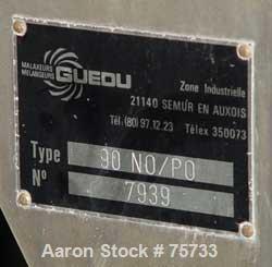 USED: Guedu /Jaygo pan dryer, model 90 N0/P0, 316L stainless steel product contact areas. Nominal capacity 104 liters (3.7 cu ft). Vessel 21-5/8" diameter x 18-1/8" deep, rated FV at 330 deg F, fully...