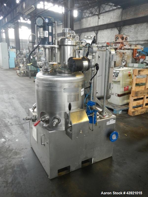 Used Rosenmund / Guedu Pan Dryer, 100 Liter Capacity, Hastelloy C22 construction. Approximately 21.6" diameter x 19" straight side, dish top, flat bottom. 316L Stainless steel 1/2 pipe coil jacket on...
