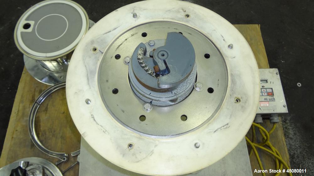 Used Sweco Pharmasep Lab Filter Dryer, Model PH12, 316 Stainless Steel. Sanitary design. Batch capacity dry solids bases 0.9 to 6.5 pounds, pressure rating 30 psi, product screen nominal diameter are...