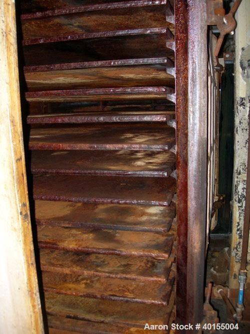 Used:  Buflovak vacuum shelf dryer, 451.70 square feet, carbon steel. (15) 58" wide x 78-3/4" deep x 1-1/4" thick jacketed shelves, 14 usable. 3-5/8" spacing between shelves. Approx chamber 6' wide x...