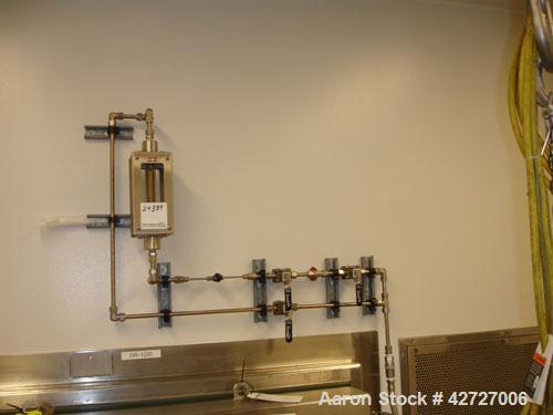 Used Steri Tech Bucher Vacuum Shelf Dryer, Type VTS E13M2, 3 square meter (30 square feet), 316L stainless steel. Halar lined chamber, shelves and door, (4) 41.75" wide x 39.5" deep shelves rated 
-1...