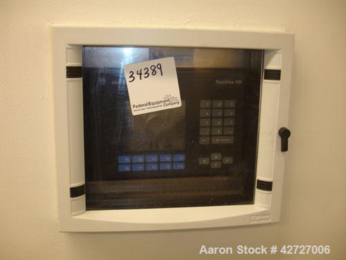 Used Steri Tech Bucher Vacuum Shelf Dryer, Type VTS E13M2, 3 square meter (30 square feet), 316L stainless steel. Halar lined chamber, shelves and door, (4) 41.75" wide x 39.5" deep shelves rated 
-1...