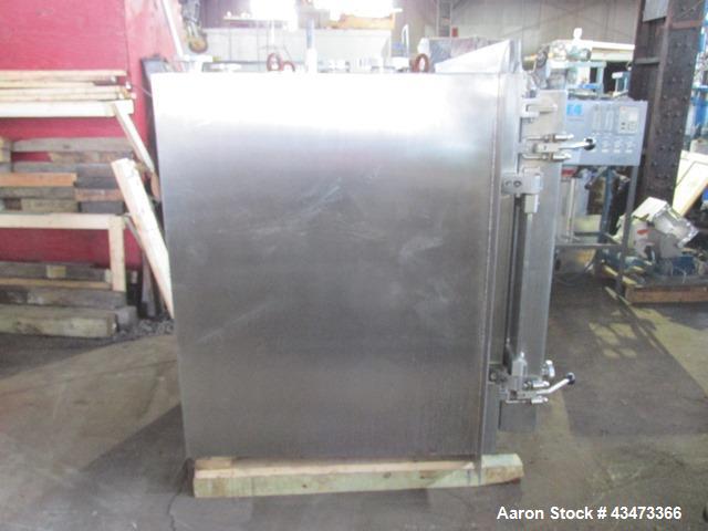 Used Bucher Vacuum Shelf Dryer, Model VTS8MT2. 8 Square meter (86 square feet) shelf area, Hastelloy C276 construction. Internal chamber rated -1/+ 9.5 bar (136.3 psi) at 150 degrees C. 304 Stainless...