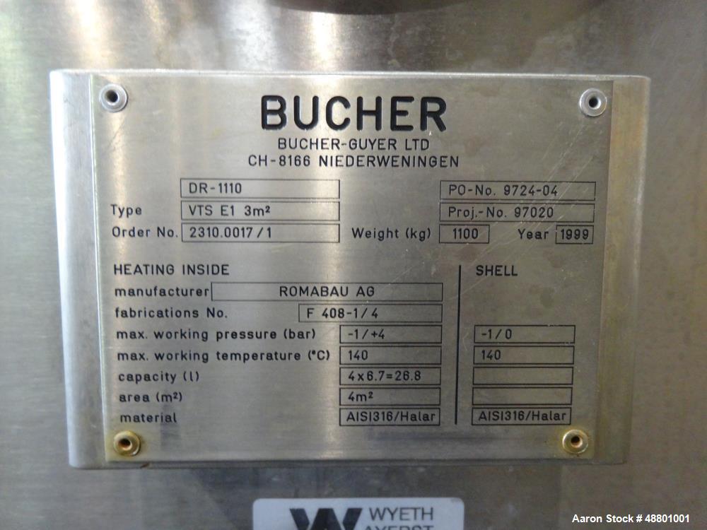 Used- Bucher Guyer Vacuum Shelf Dryer, Type VTS E1 3m2