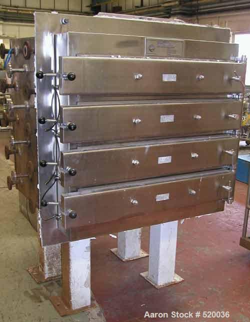 USED: Caimic Eurovent vacuum shelf dryer. 42.8 sq ft (4 sq m) heating surface. Material of construction is 316L stainless steelon product contact parts. With 4 individual 39" x 39" (1000mm x1000mm) c...