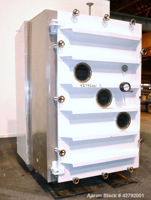 Used Hull Vacuum Shelf Dryer, Model 10GS20, Approximately 350 Square Feet. (19) 309 Stainless U stamped jacketed shelves 44" wide x 58-3/4" deep x 1" thick rated 50 psi at 300 deg.f.. 3-1/4" Spacing ...