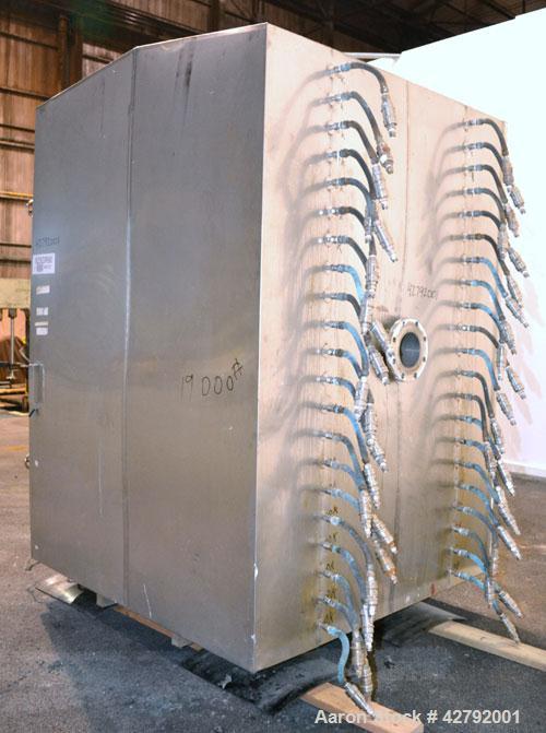 Used Hull Vacuum Shelf Dryer, Model 10GS20, Approximately 350 Square Feet. (19) 309 Stainless U stamped jacketed shelves 44" wide x 58-3/4" deep x 1" thick rated 50 psi at 300 deg.f.. 3-1/4" Spacing ...