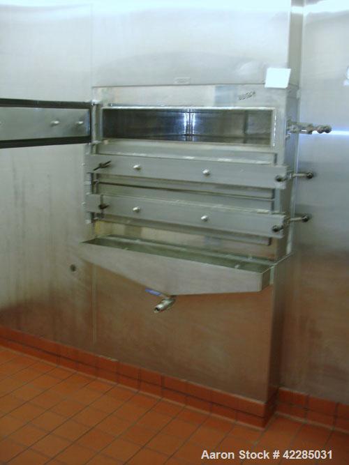 Used William Boulton LTD Vacuum Shelf Dryer, approximately 30 square feet, stainless steel. (3) 38.5" wide x 39" deep x 6.25" high individual closed shelves with doors, jacketed shelves and chamber, ...