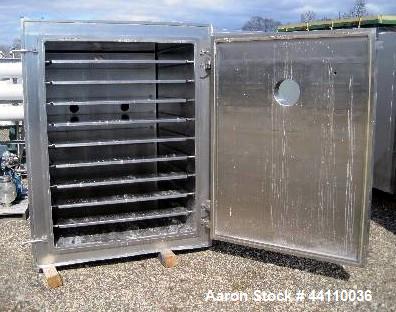 Used Pink Thermosysteme Gmbh Vacuum Tray Dryer, Approximate 110 Square Feet, Model VT-1100-950-1550-10, Stainless Steel. Chamber rated 4 Bar (60 PSI)/Full Vacuum. (9) 316L Trays approximate 43" x 37"...