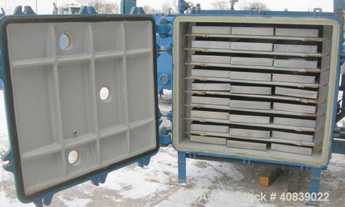 Used Stokes Vacuum Shelf Dryer, Model 138-H, Approximately 97.6 Square Feet, Carbon Steel.(8) 44" Wide x 40" deep x 1" thick jacketed shelves, (1) 304 stainless steel. 4" Spacing between shelves. Jac...