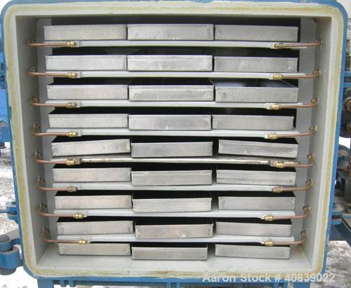 Used Stokes Vacuum Shelf Dryer, Model 138-H, Approximately 97.6 Square Feet, Carbon Steel.(8) 44" Wide x 40" deep x 1" thick jacketed shelves, (1) 304 stainless steel. 4" Spacing between shelves. Jac...