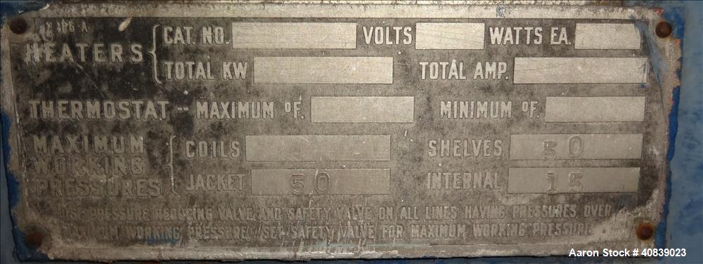 Used Stokes Vacuum Shelf Dryer, Model 138-H