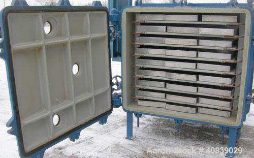 Used Stokes Vacuum Shelf Dryer, Model 138-H, Approximately 97.6 Square Feet, Carbon Steel. (8) 44" Wide x 40" deep x 1" thick jacketed shelves, 4" spacing between shelves. Jacket and shelves rated 50...