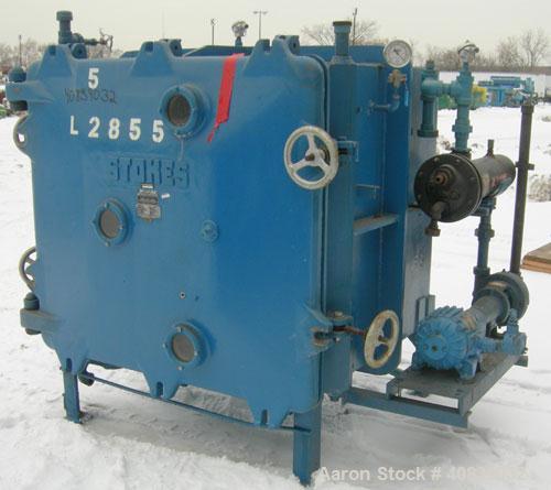 Used Stokes Vacuum Shelf Dryer, Model 138-H, Approximately 97.6 Square Feet, Carbon Steel. (8) 44" Wide x 40" deep x 1" thick jacketed shelves, (1) 316 stainless steel, 4" spacing between shelves. Ja...