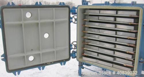 Used- Stokes Vacuum Shelf Dryer, Model 138-H, Approximately 97.6 Square Feet, Carbon Steel. (8) 44" Wide x 40" deep x 1" thi...