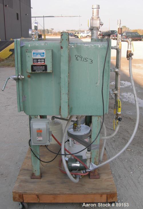 USED: Stokes vacuum shelf dryer, model 338-B-2, 8 square feet, 304 stainless steel. (3) 24" wide x 24" deep x 1" thick shelves, (2) usable, rated 50 psi with FV at 650 deg F. 7.6" spacing between she...